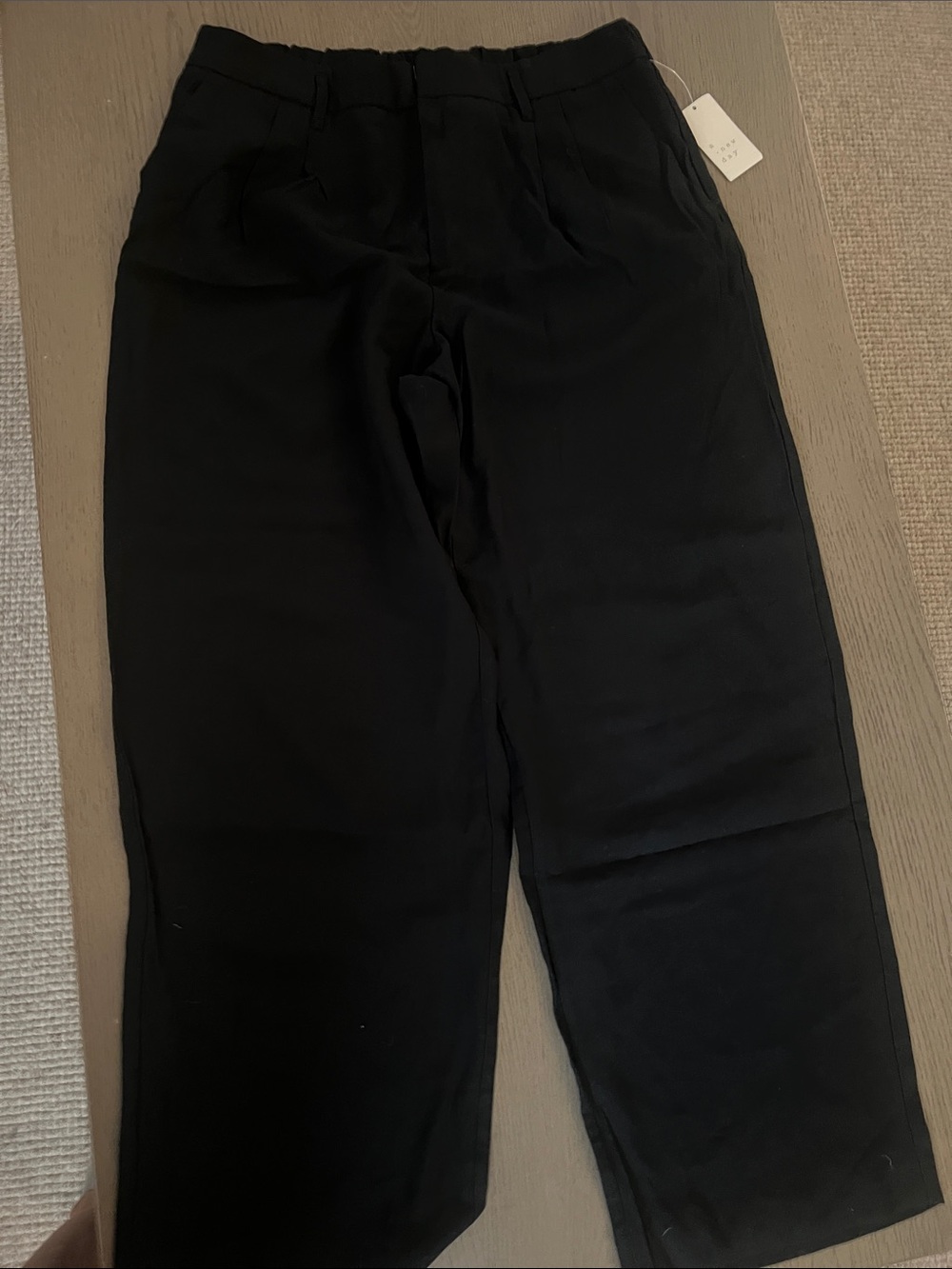 A N Black Elastic-Waist Straight-Leg Trousers